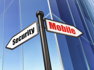 Privacy concept: Mobile Security on Building background
